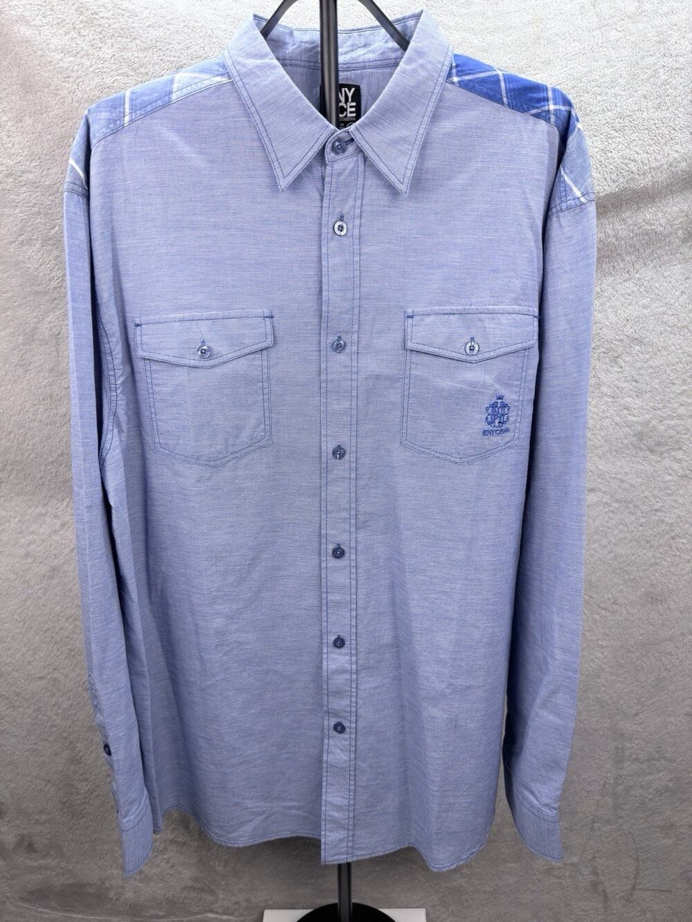 Y2K Streetwear ENYCE Sean Combs Mens 3X Shirt Plaid Yoke Western 100% Cotton